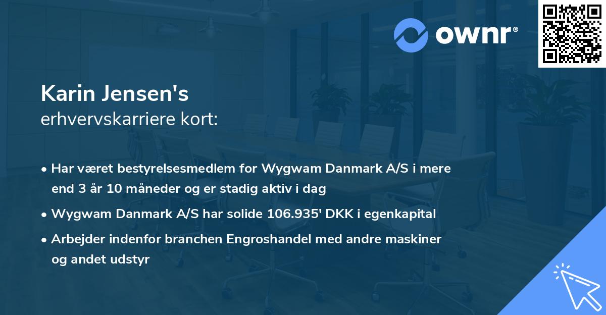 Karin Jensen's erhvervskarriere kort
