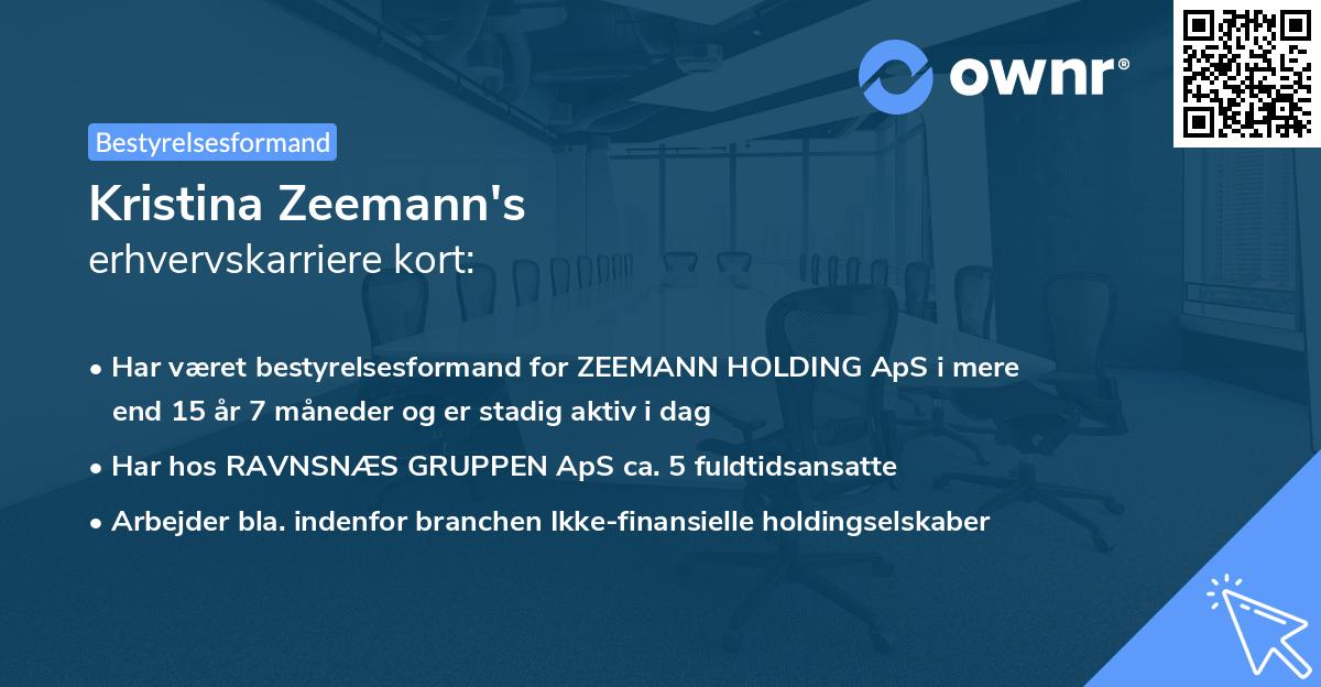 Kristina Zeemann's erhvervskarriere kort