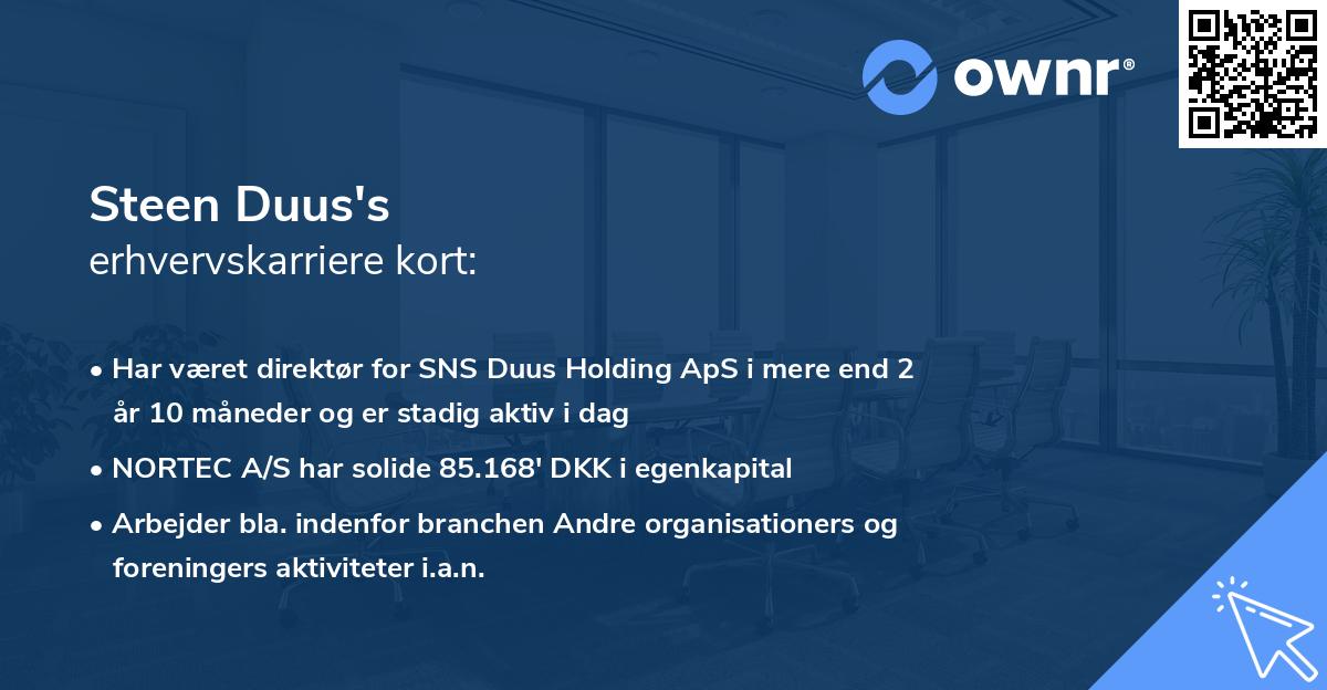 Steen Duus's erhvervskarriere kort