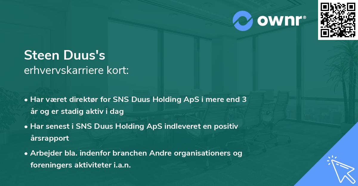 Steen Duus's erhvervskarriere kort