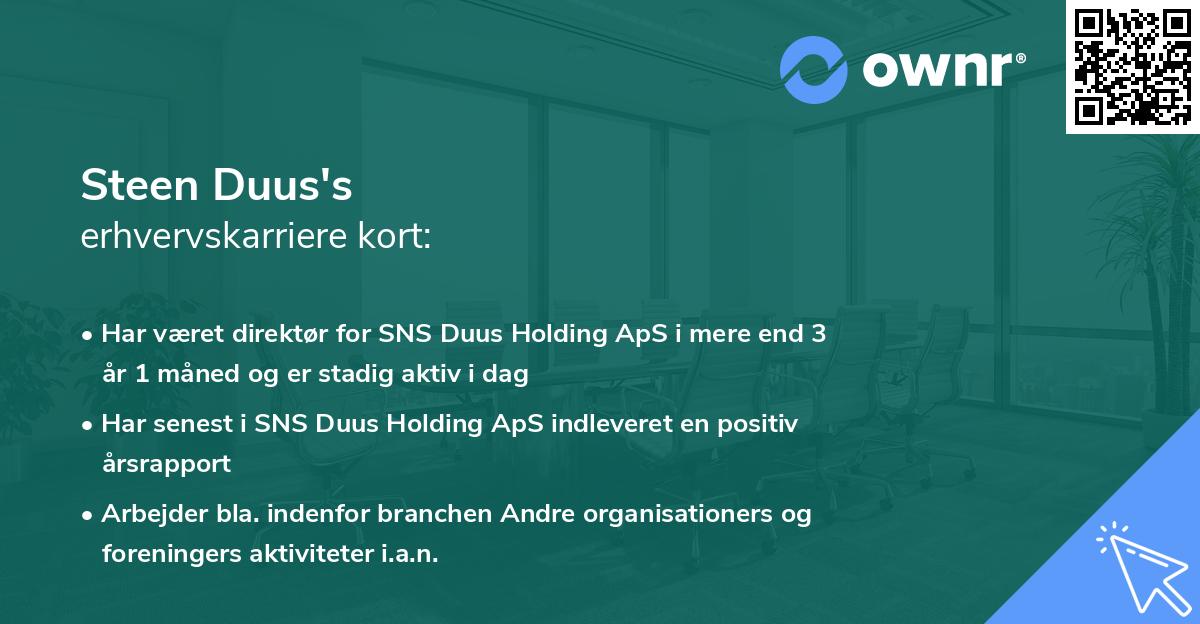 Steen Duus's erhvervskarriere kort