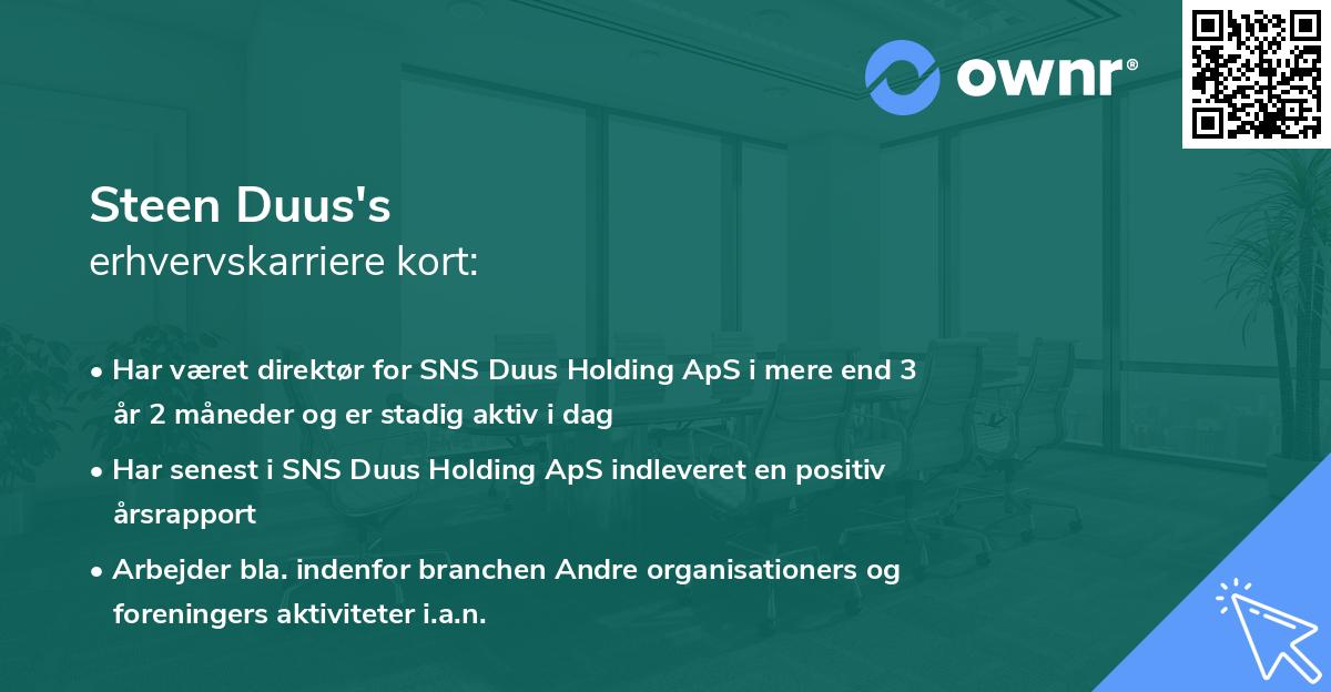 Steen Duus's erhvervskarriere kort