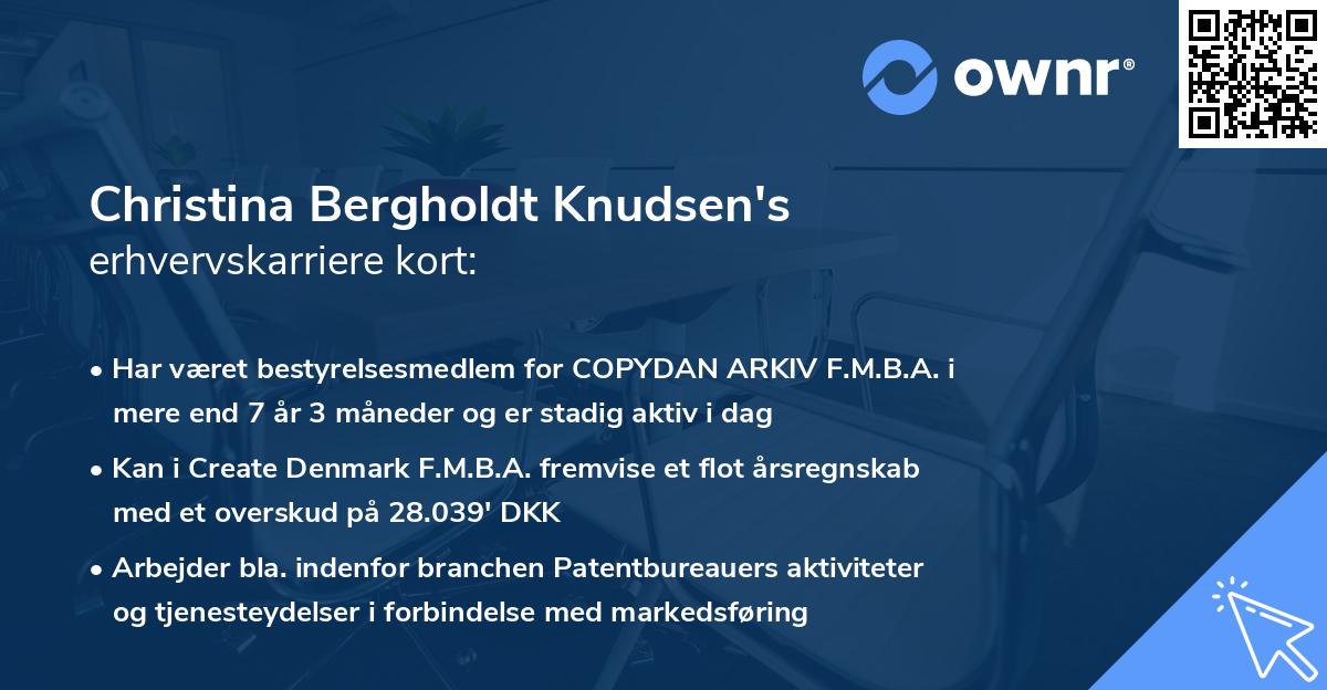 Christina Bergholdt Knudsen's erhvervskarriere kort