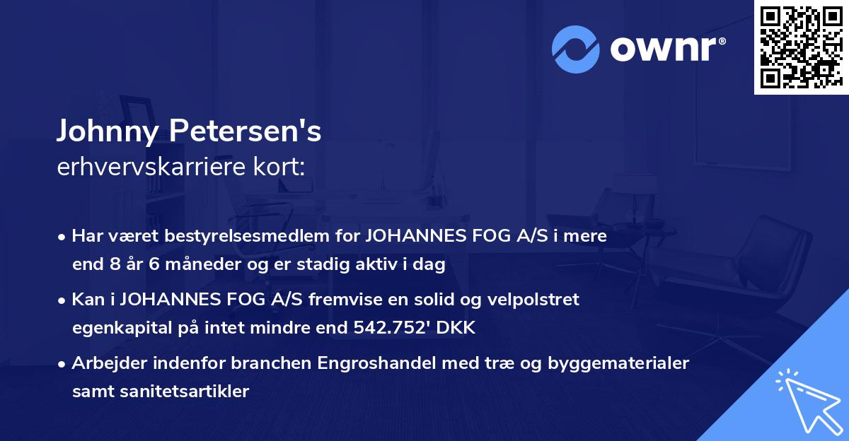 Johnny Petersen's erhvervskarriere kort