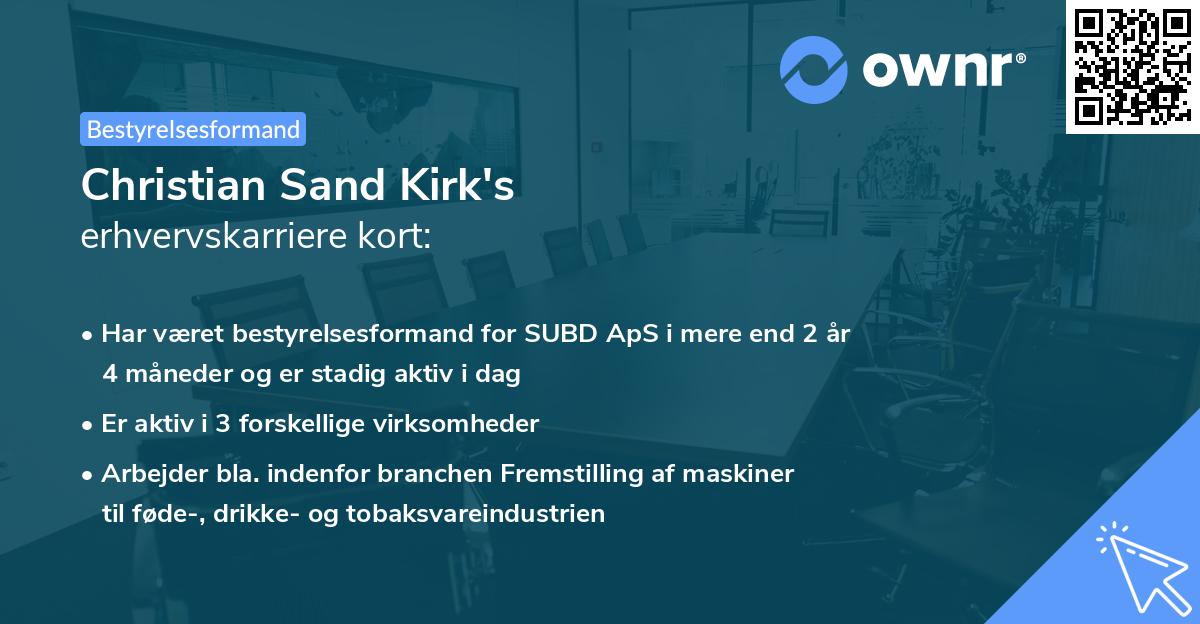 Christian Sand Kirk's erhvervskarriere kort