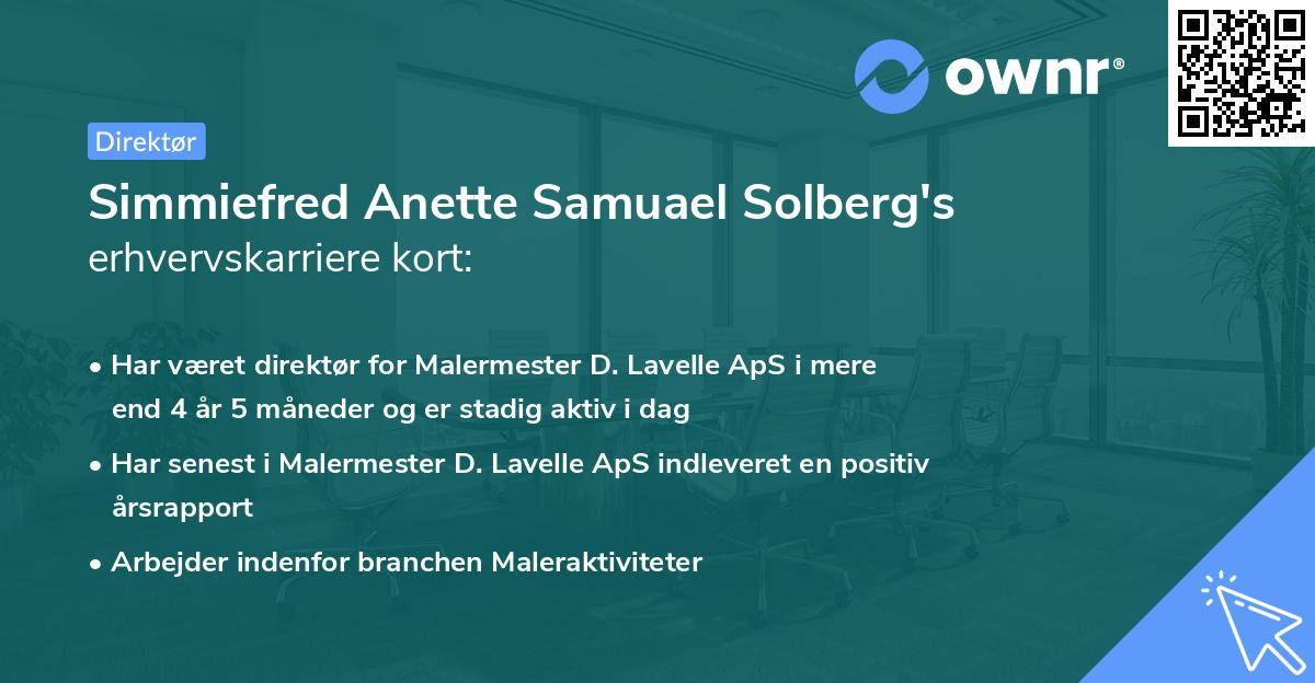 Simmiefred Anette Samuael Solberg's erhvervskarriere kort