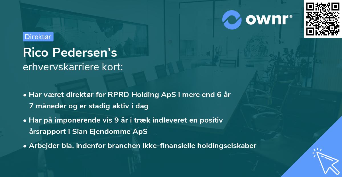 Rico Pedersen's erhvervskarriere kort