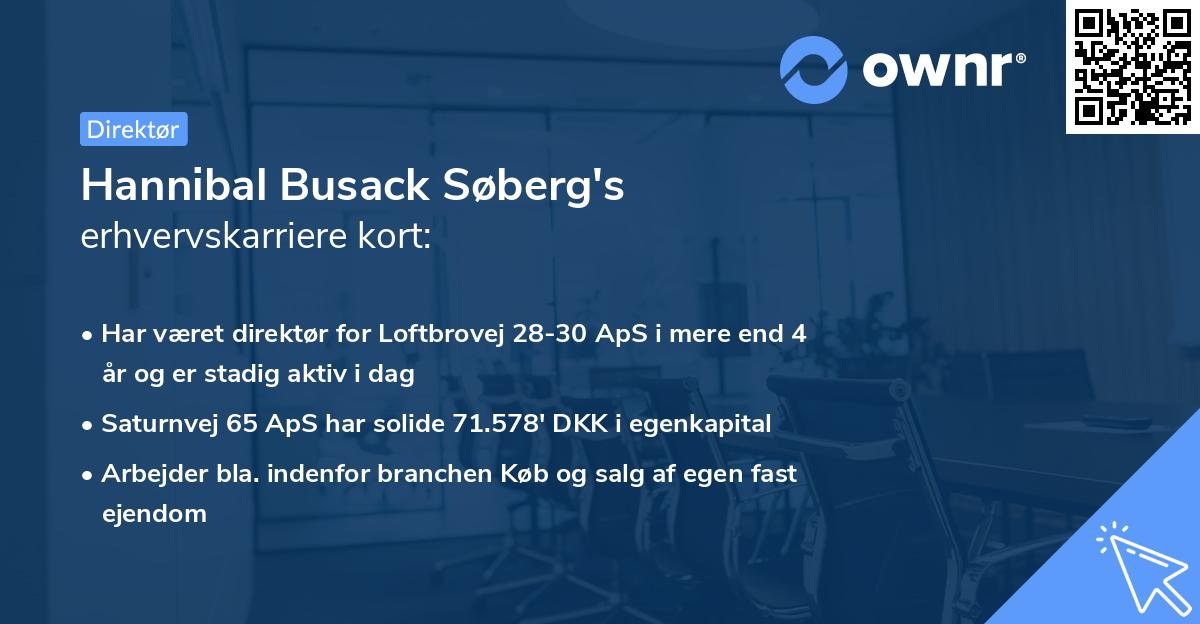 Hannibal Busack Søberg's erhvervskarriere kort