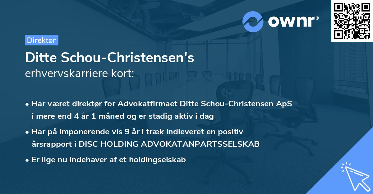 Ditte Schou-Christensen's erhvervskarriere kort