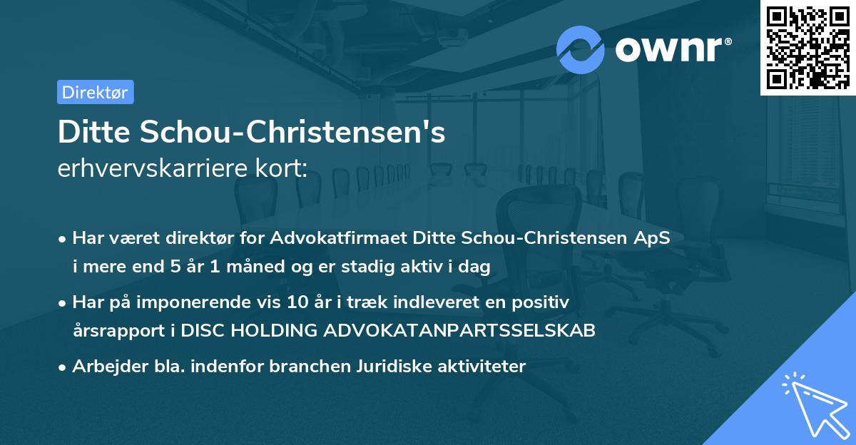 Ditte Schou-Christensen's erhvervskarriere kort