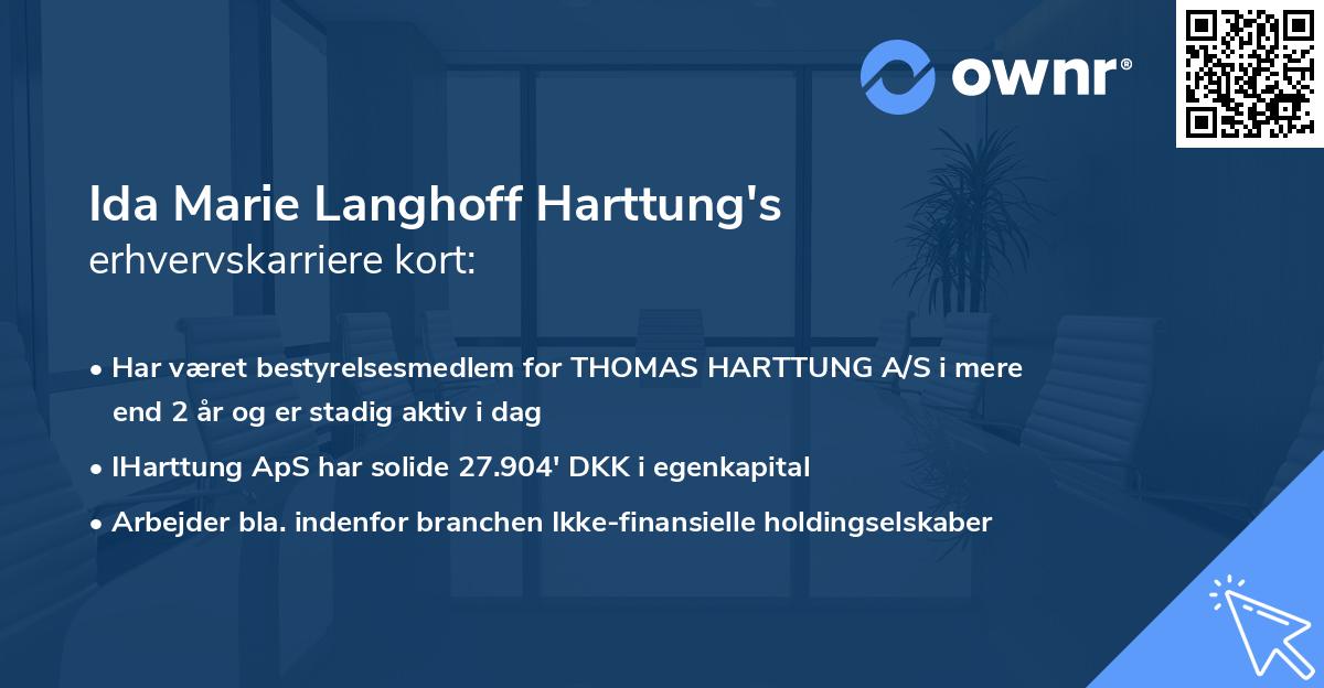 Ida Marie Langhoff Harttung's erhvervskarriere kort