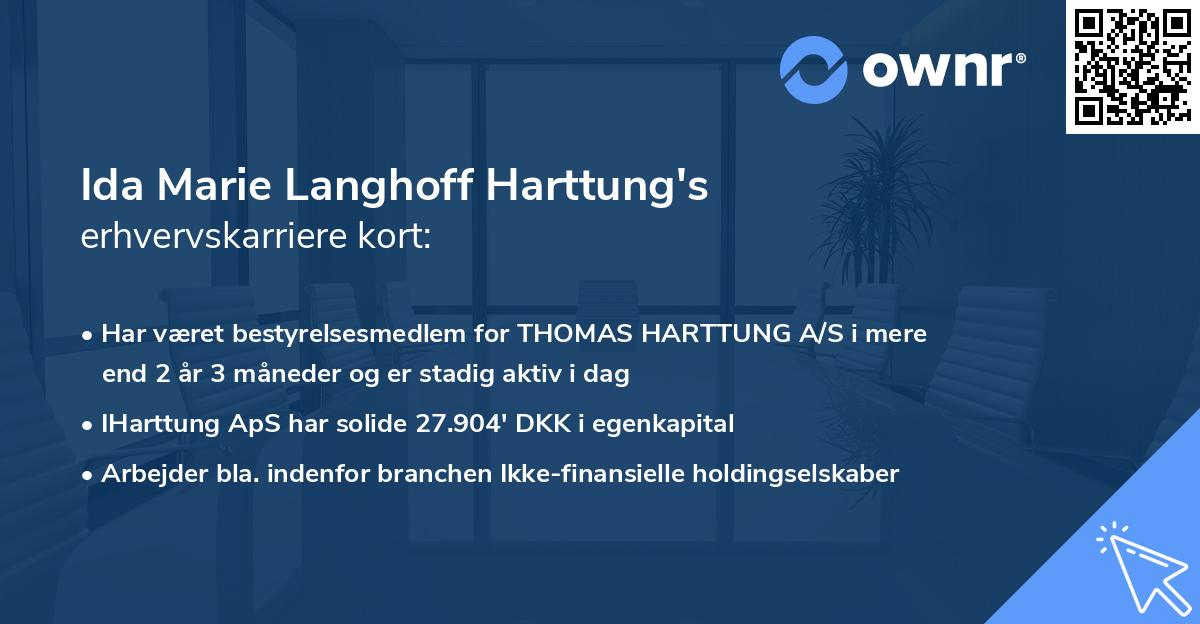 Ida Marie Langhoff Harttung's erhvervskarriere kort