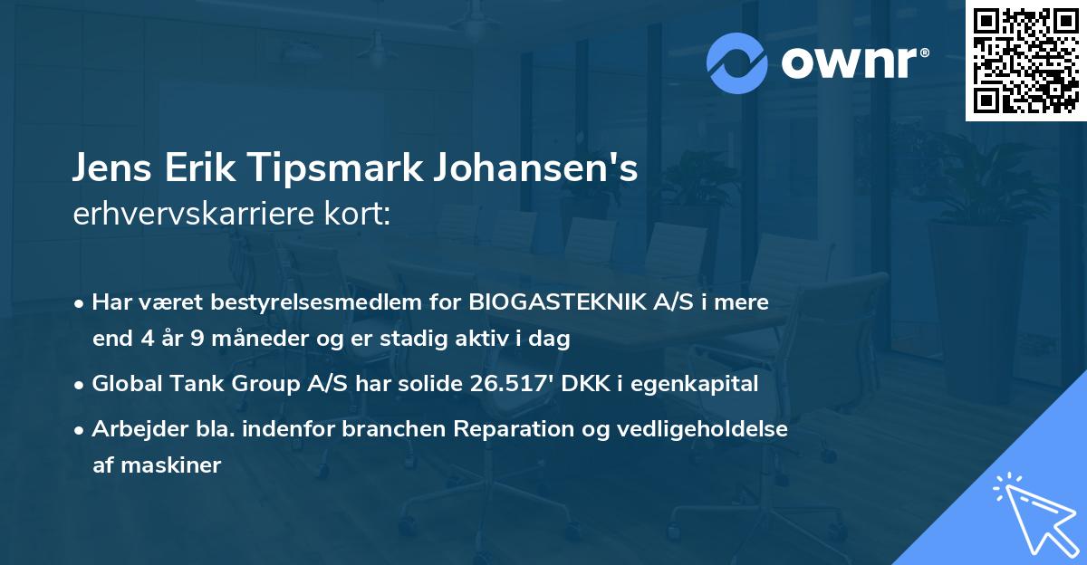 Jens Erik Tipsmark Johansen's erhvervskarriere kort