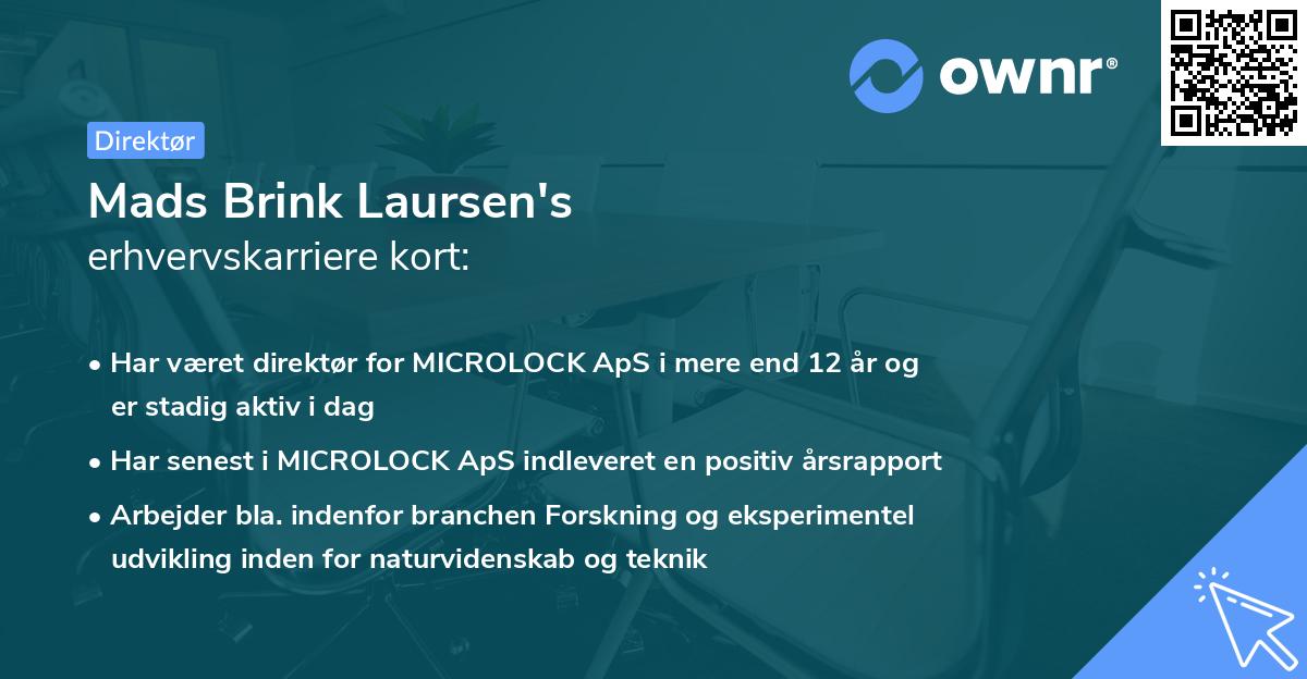 Mads Brink Laursen's erhvervskarriere kort