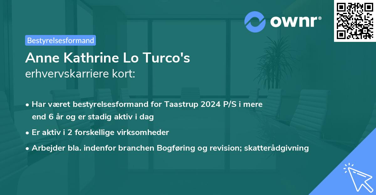 Anne Kathrine Lo Turco's erhvervskarriere kort