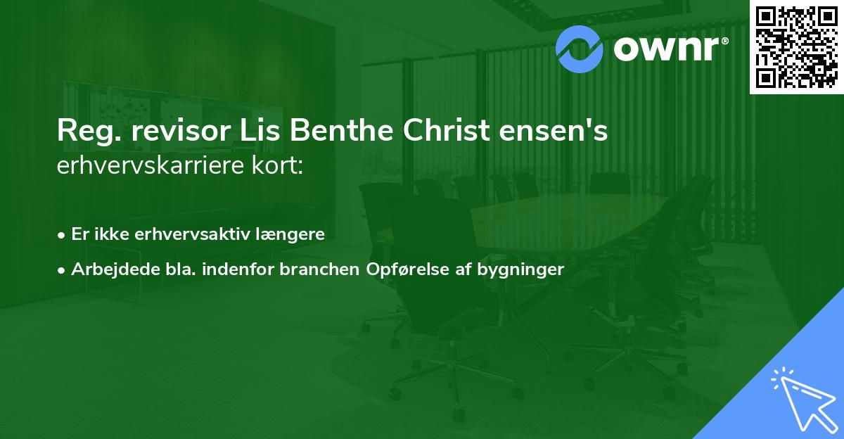 Reg. revisor Lis Benthe Christ ensen's erhvervskarriere kort