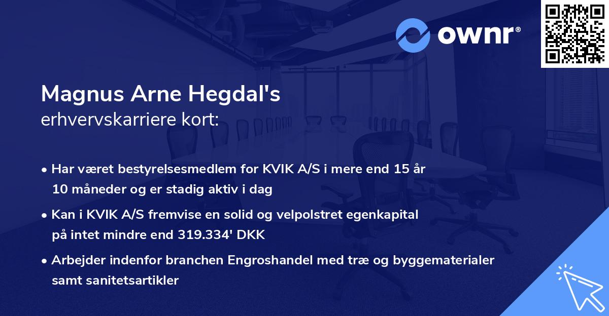 Magnus Arne Hegdal's erhvervskarriere kort