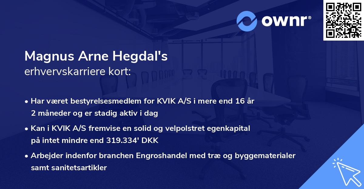 Magnus Arne Hegdal's erhvervskarriere kort