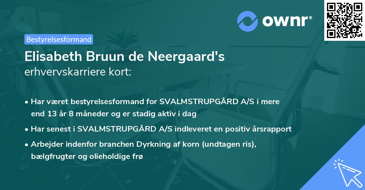 Elisabeth Bruun de Neergaard's erhvervskarriere kort