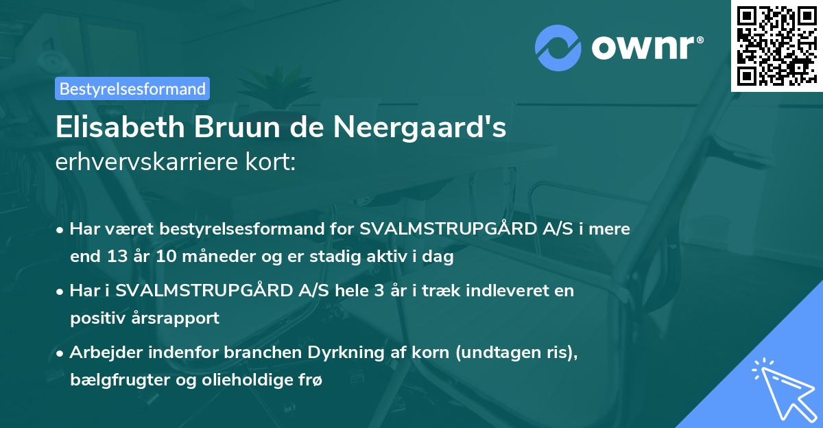 Elisabeth Bruun de Neergaard's erhvervskarriere kort