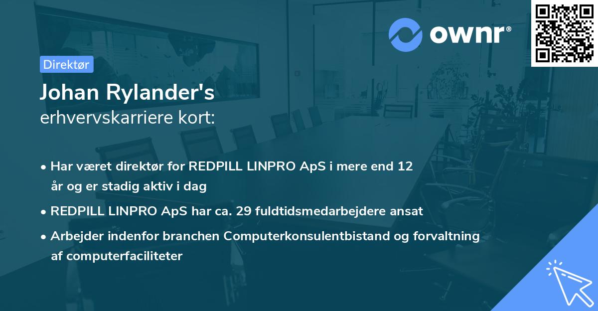 Johan Rylander's erhvervskarriere kort