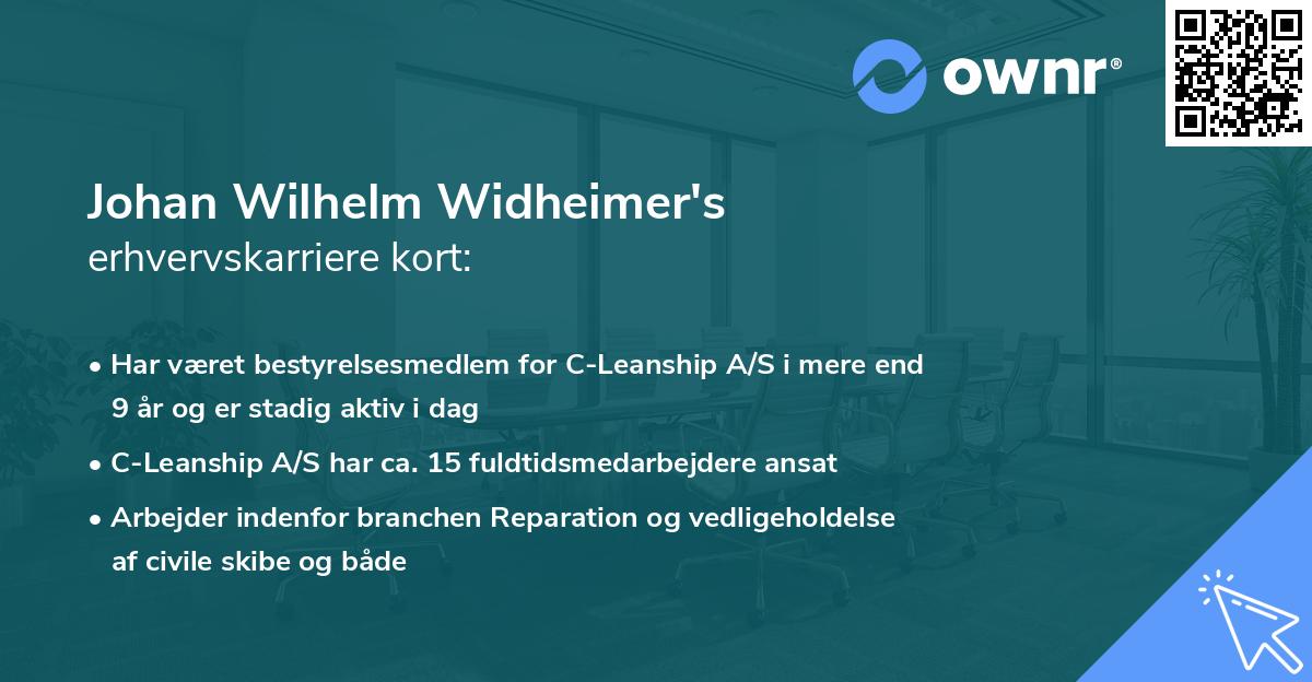 Johan Wilhelm Widheimer's erhvervskarriere kort