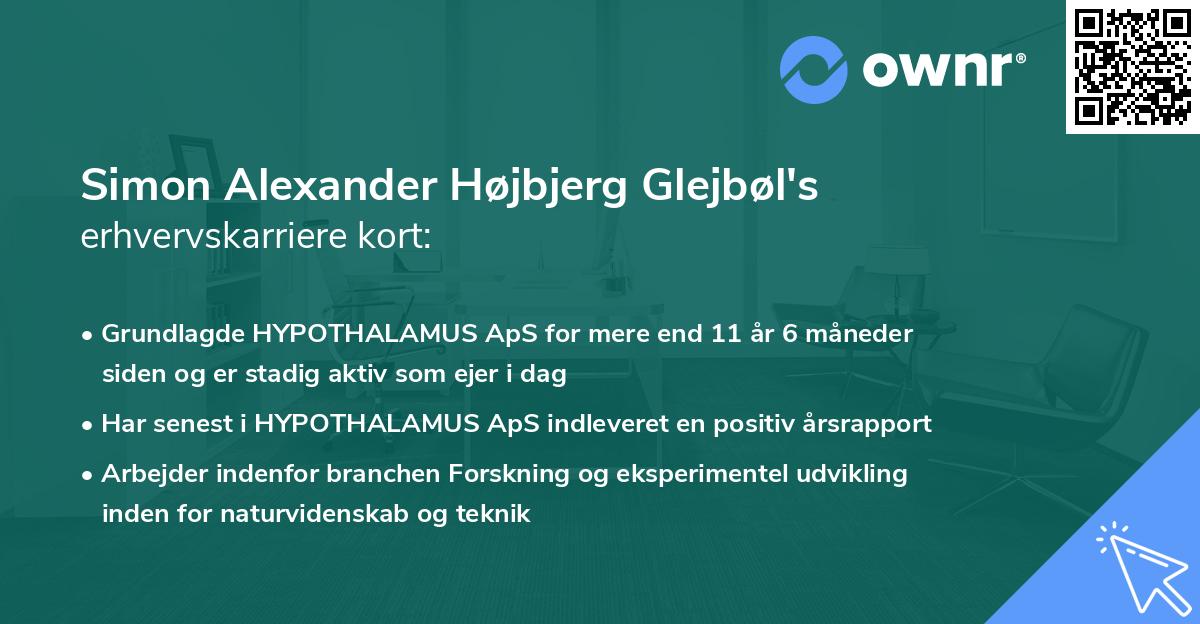 Simon Alexander Højbjerg Glejbøl's erhvervskarriere kort