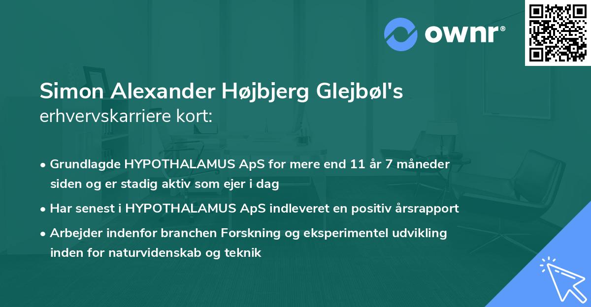 Simon Alexander Højbjerg Glejbøl's erhvervskarriere kort