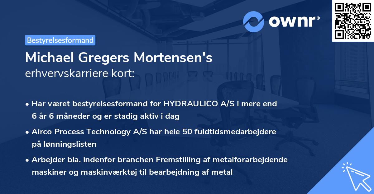 Michael Gregers Mortensen's erhvervskarriere kort