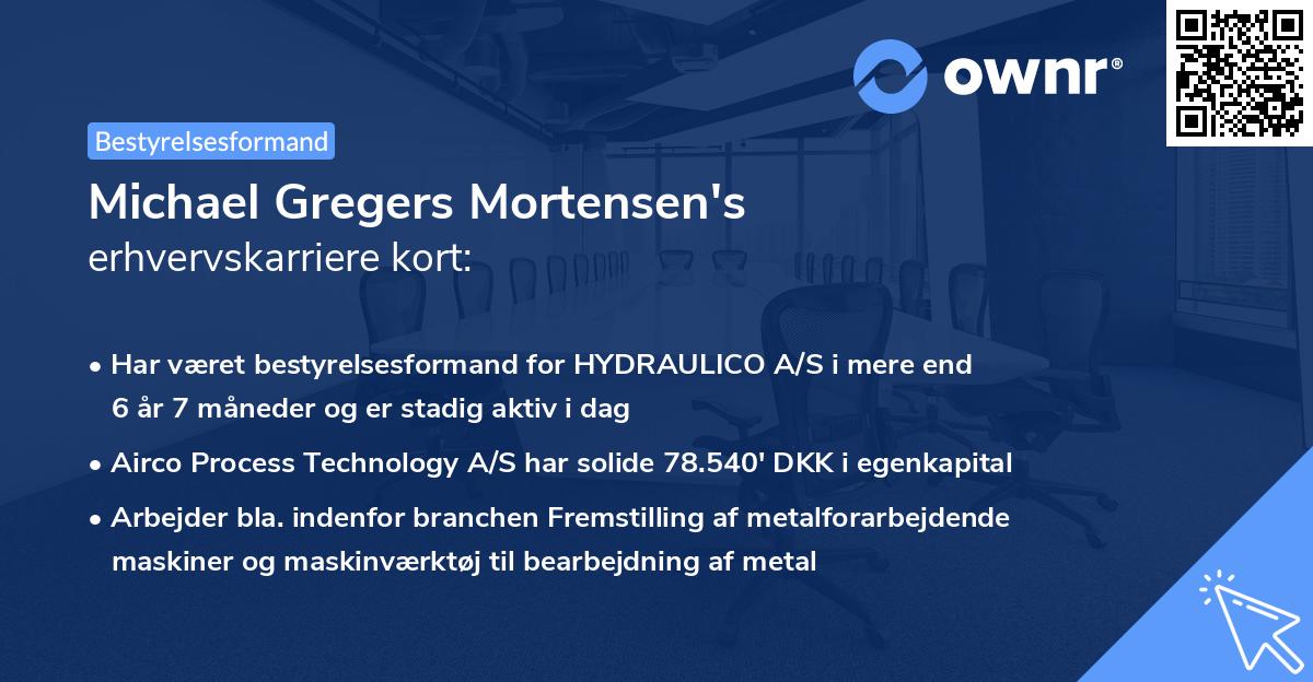 Michael Gregers Mortensen's erhvervskarriere kort