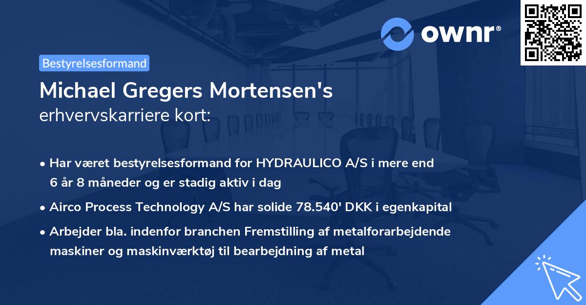Michael Gregers Mortensen's erhvervskarriere kort