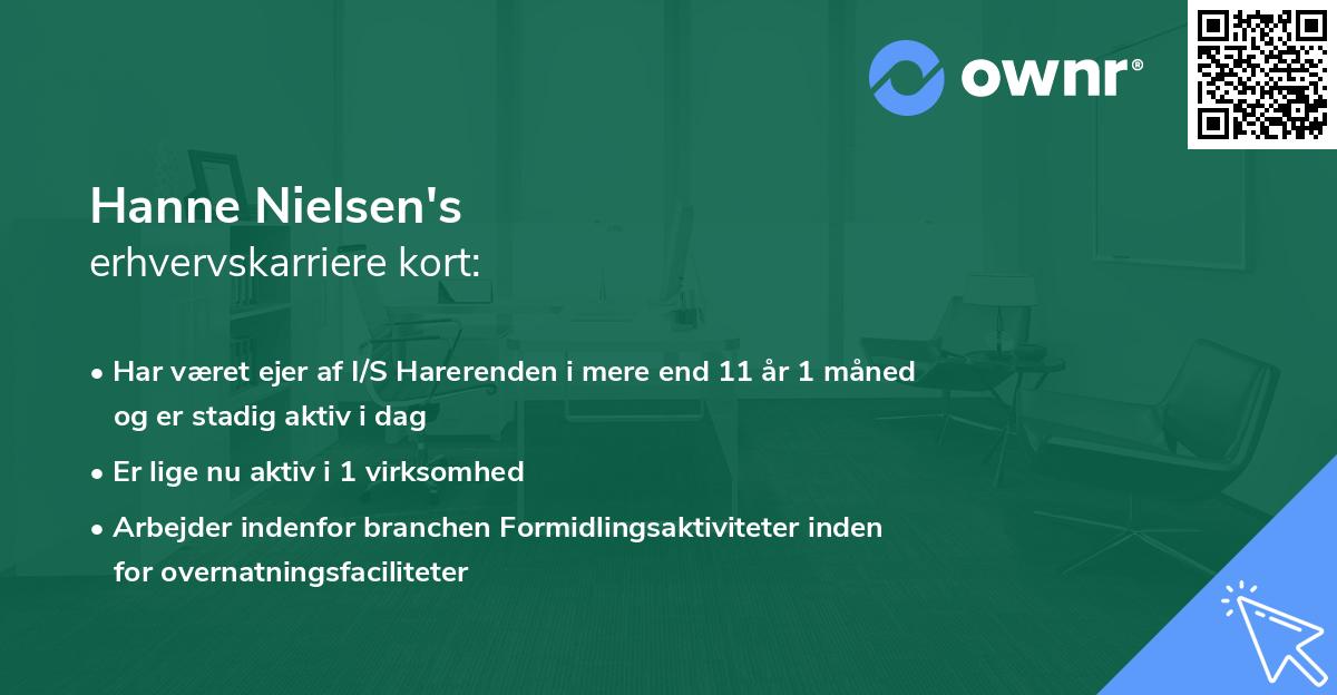 Hanne Nielsen's erhvervskarriere kort