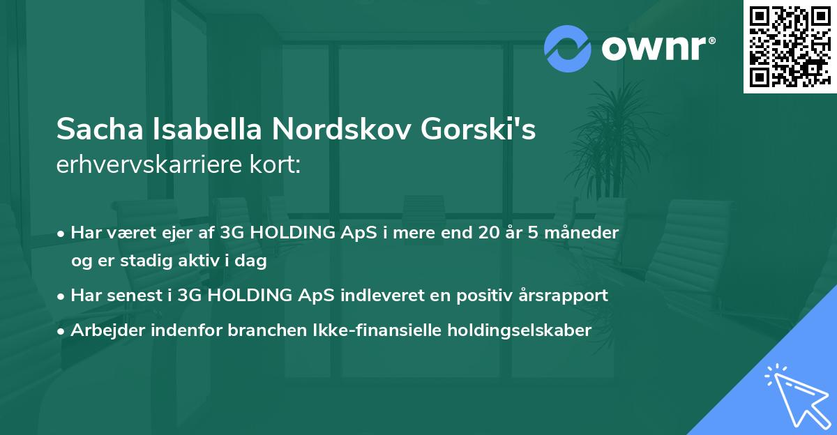 Sacha Isabella Nordskov Gorski's erhvervskarriere kort