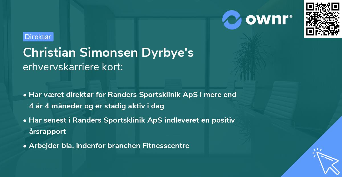 Christian Simonsen Dyrbye's erhvervskarriere kort