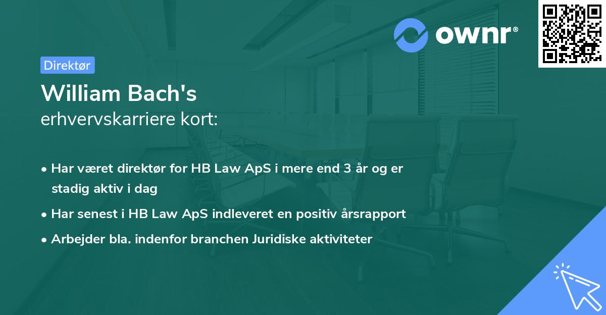 William Bach's erhvervskarriere kort