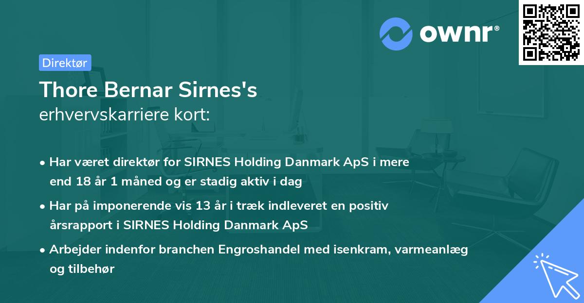 Thore Bernar Sirnes's erhvervskarriere kort