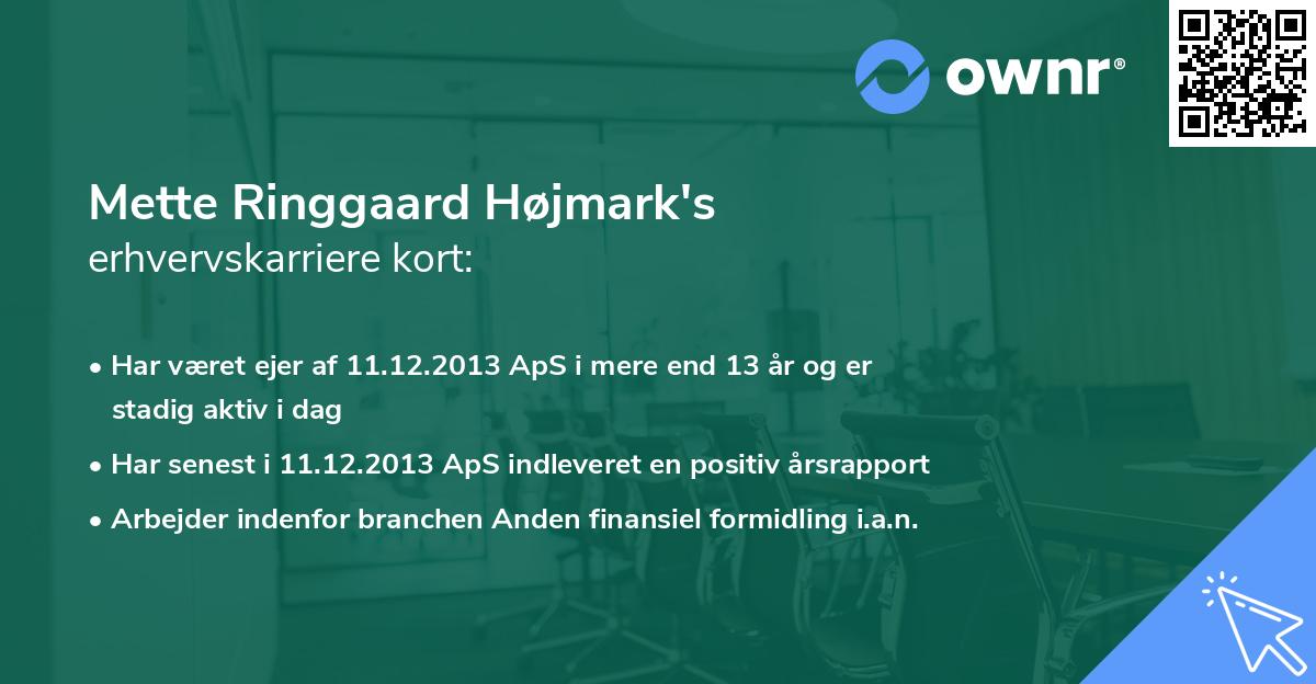 Mette Ringgaard Højmark's erhvervskarriere kort