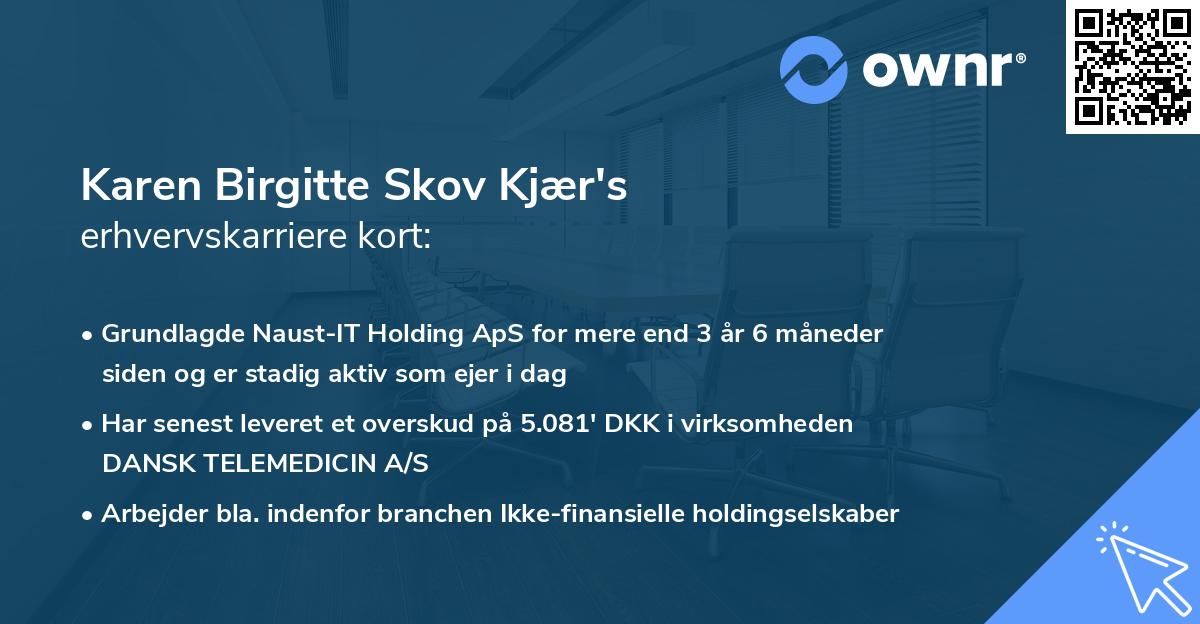 Karen Birgitte Skov Kjær's erhvervskarriere kort
