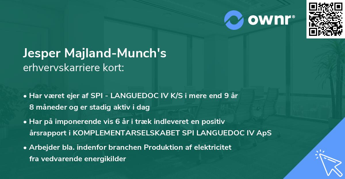Jesper Majland-Munch's erhvervskarriere kort