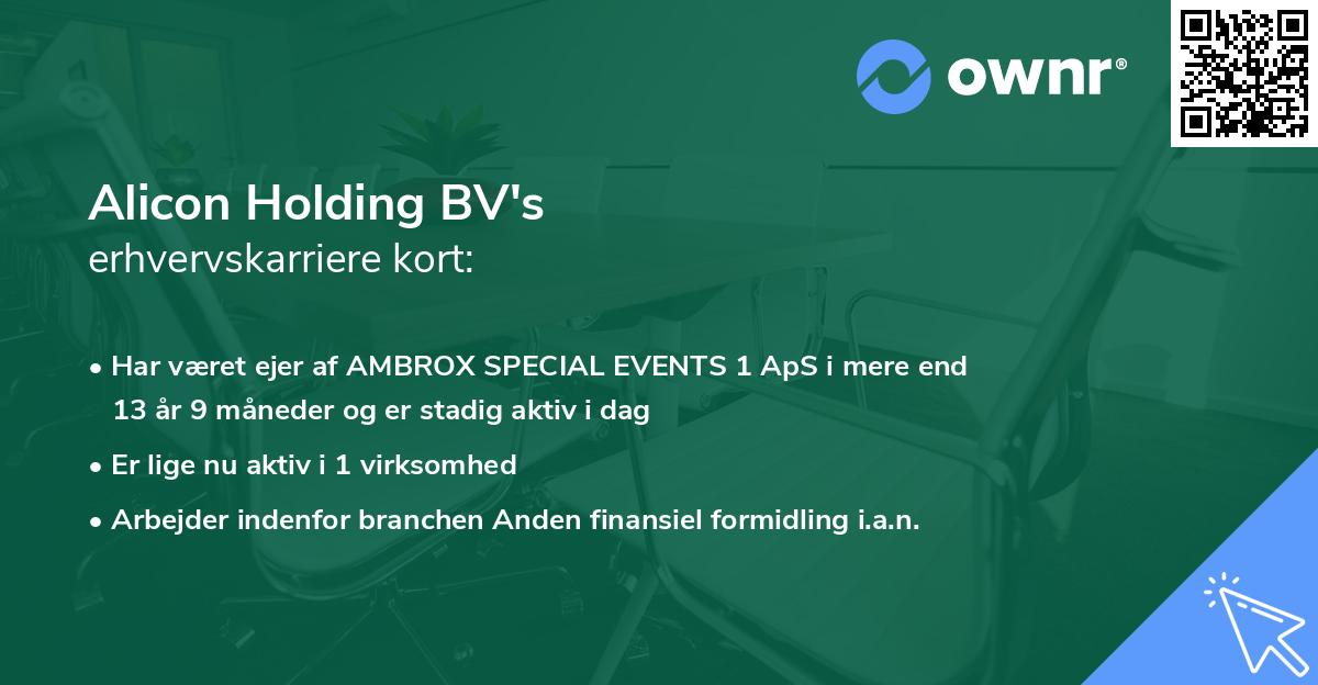 Alicon Holding BV's erhvervskarriere kort