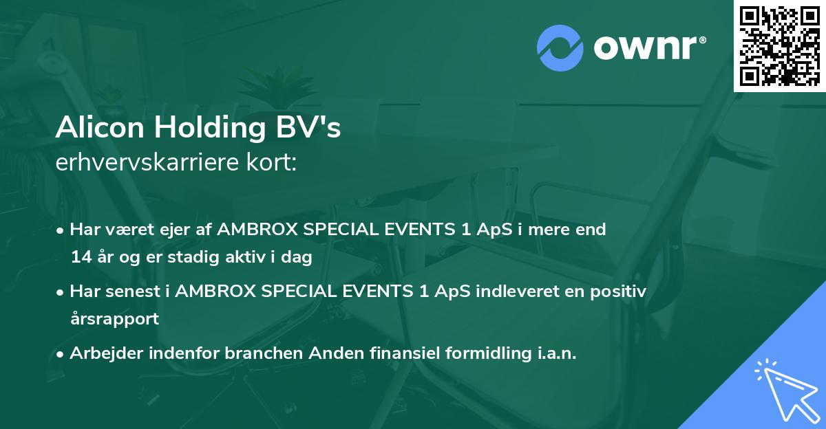 Alicon Holding BV's erhvervskarriere kort