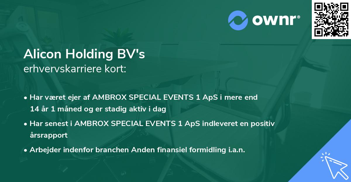 Alicon Holding BV's erhvervskarriere kort