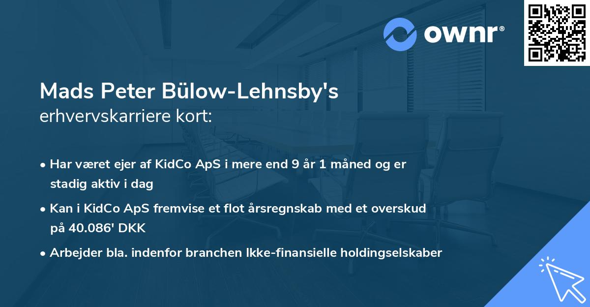 Mads Peter Bülow-Lehnsby's erhvervskarriere kort