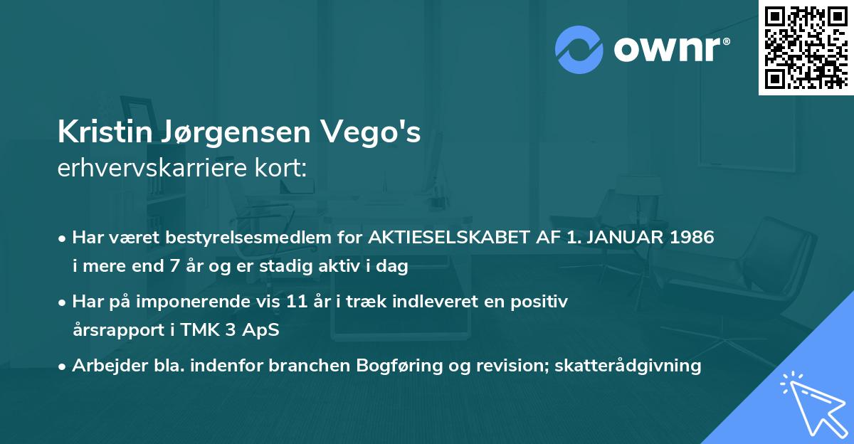 Kristin Jørgensen Vego's erhvervskarriere kort