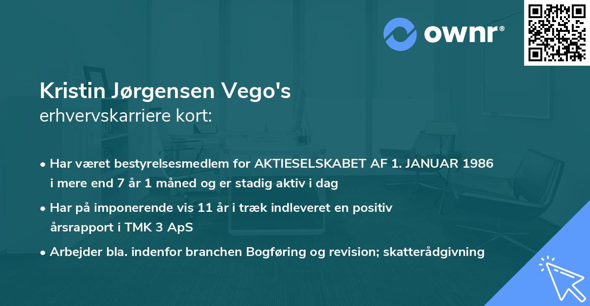 Kristin Jørgensen Vego's erhvervskarriere kort