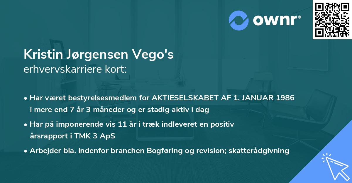 Kristin Jørgensen Vego's erhvervskarriere kort