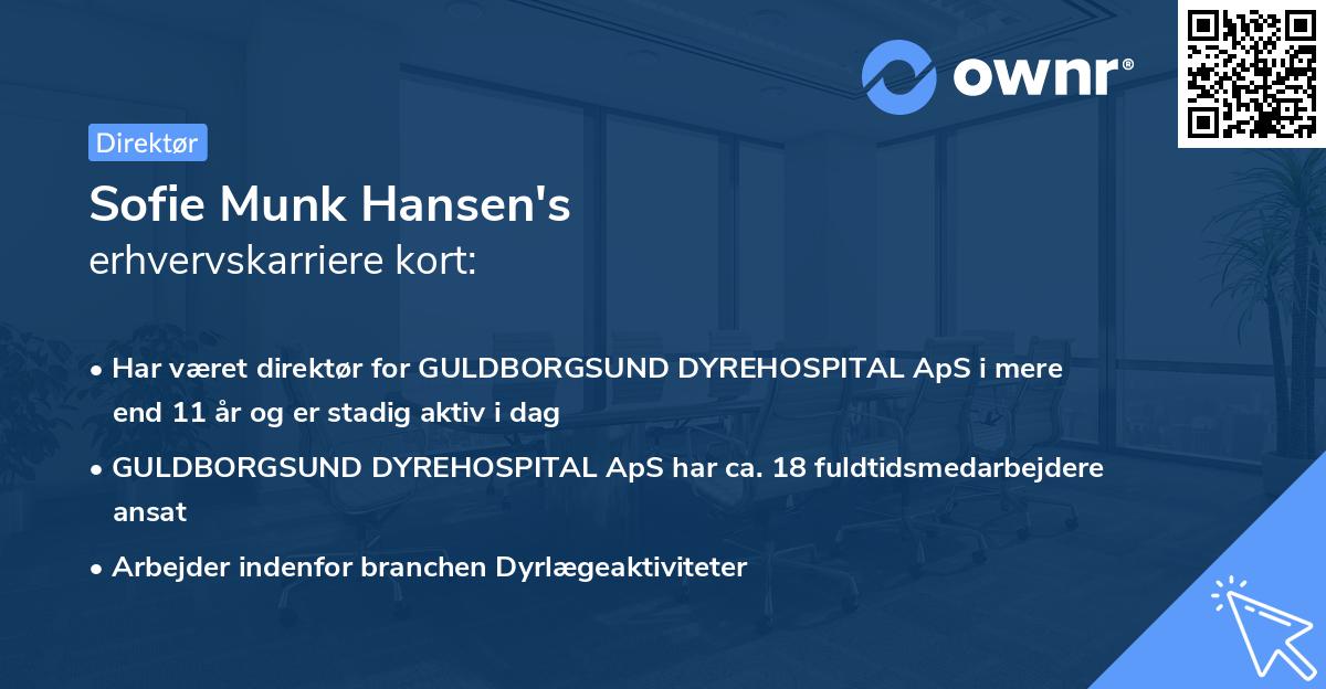 Sofie Munk Hansen's erhvervskarriere kort