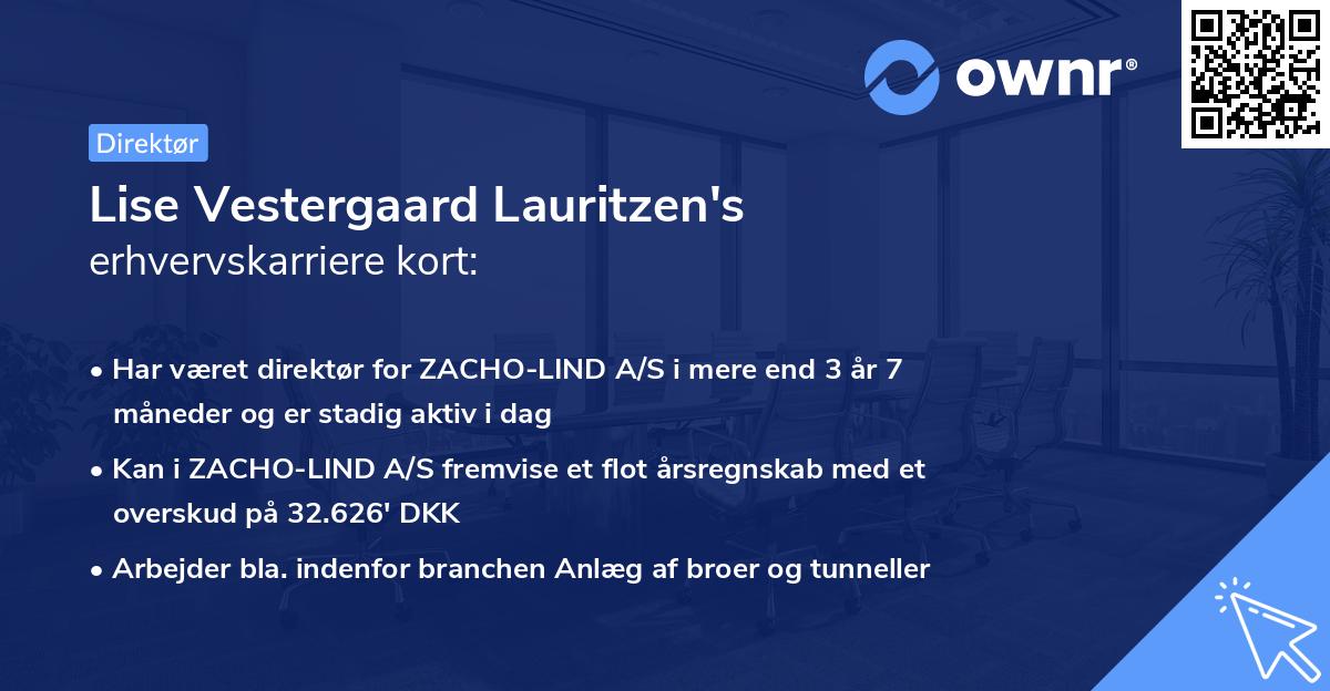 Lise Vestergaard Lauritzen's erhvervskarriere kort
