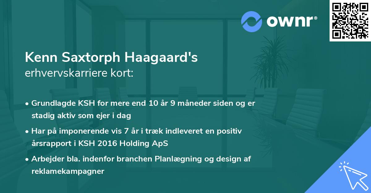 Kenn Saxtorph Haagaard's erhvervskarriere kort