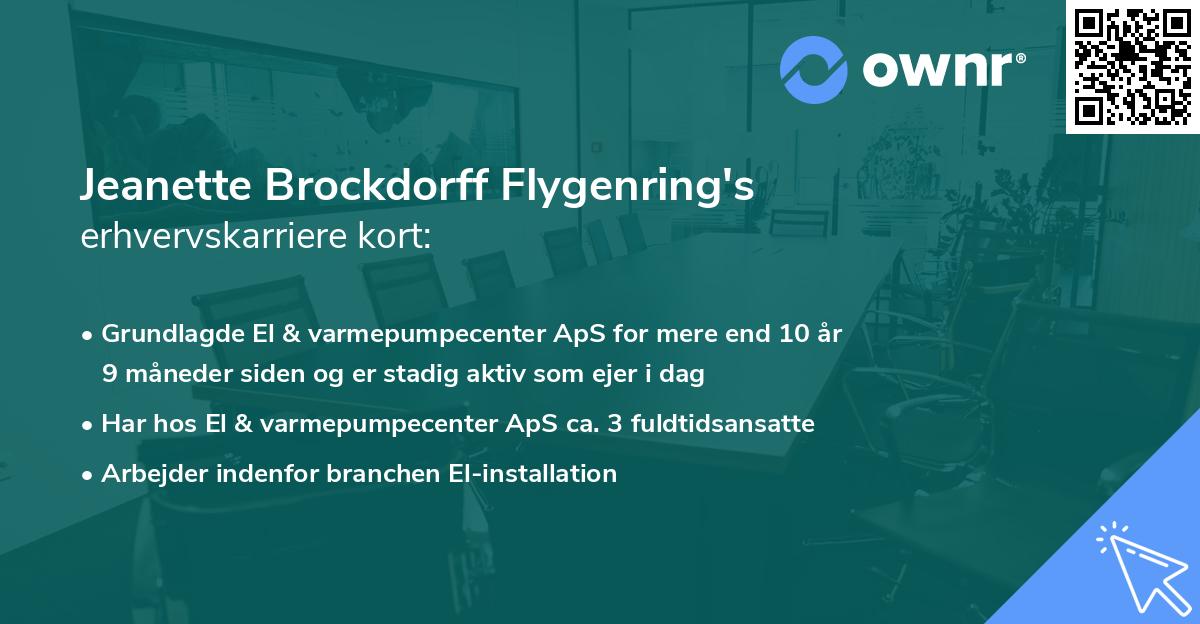 Jeanette Brockdorff Flygenring's erhvervskarriere kort